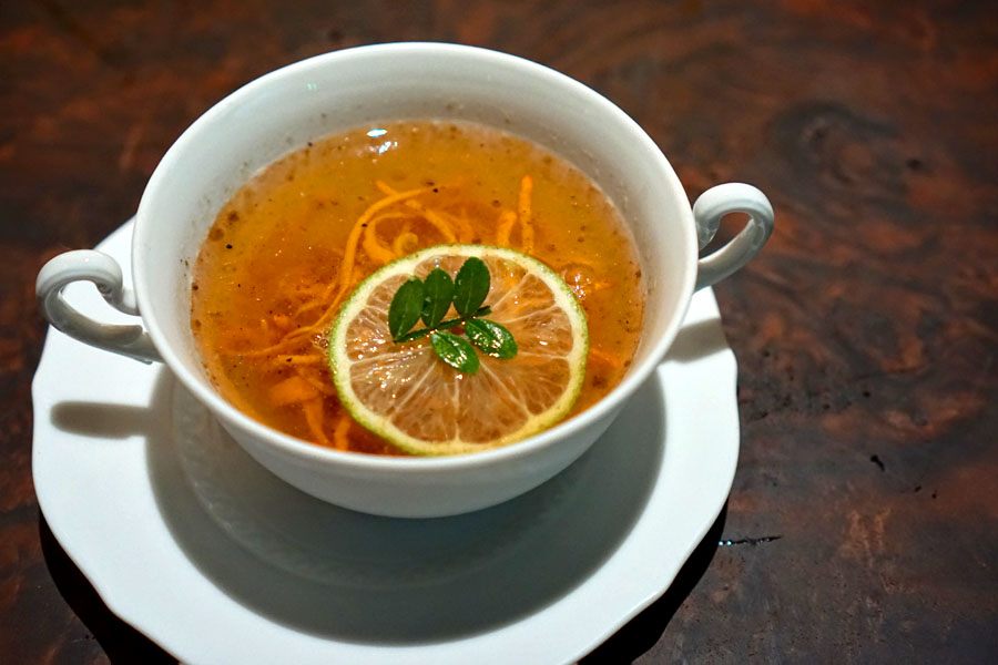 Golden Straw Mushrooms in Broth