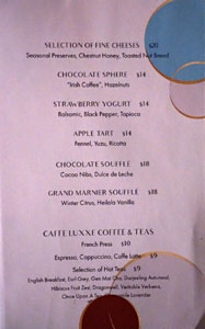 Citrin Dessert Menu