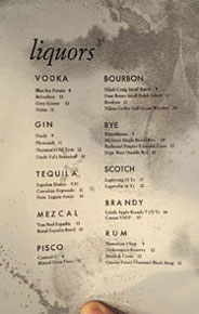 Piccalilli Liquor List