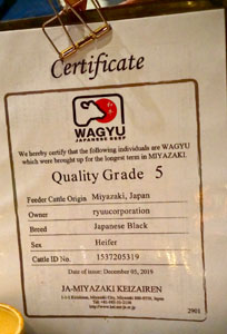 Miyazaki Wagyu Certificate