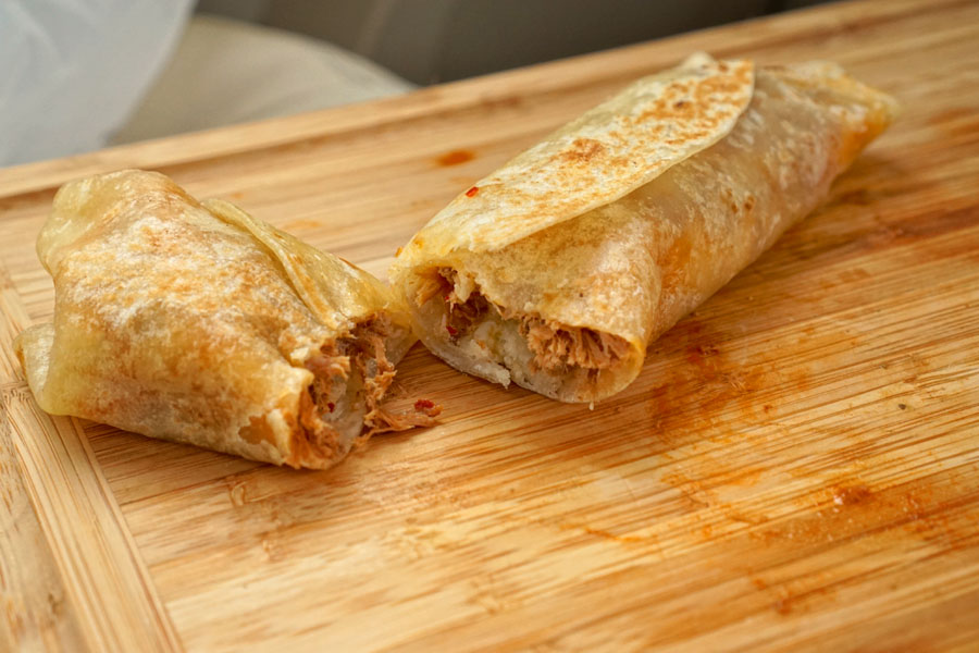 Birria, Frijoles y Queso 'Con Todo' Burrito (Cut Open)