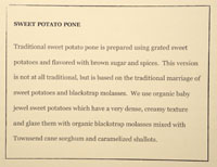 Vespertine Low Country To-Go Menu: Sweet Potato