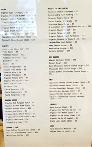 Destroyer Pantry Menu