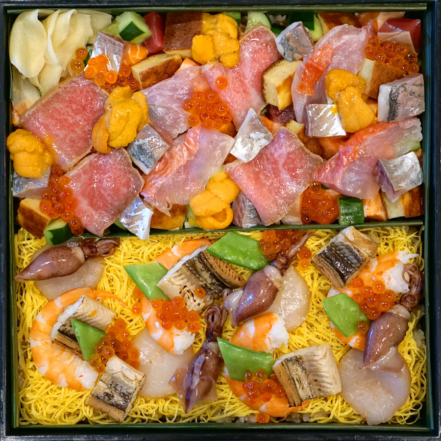 Sushi I-Naba Bara-Chirashi (Overhead Shot)