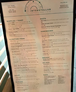 Interstellar To-Go Menu