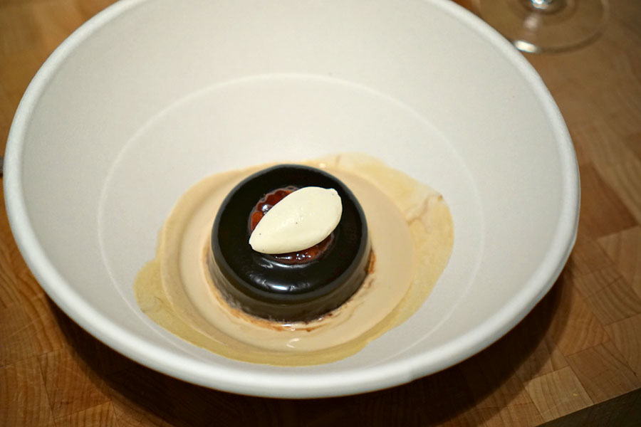 Chocolate Fondant with Coffee Cream and Chocolate Dentelles