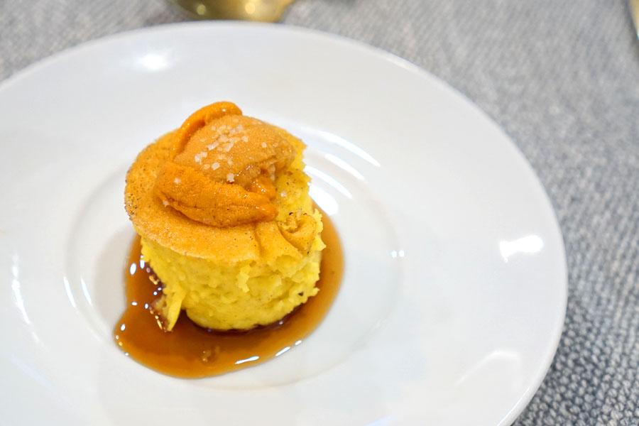 Japanese Corn Pancake, Hokkaido Uni, Oolong Syrup