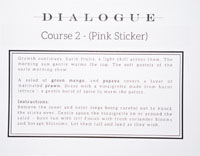 Dialogue Takeout Tasting Menu Card: Course 2