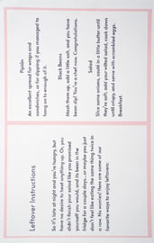 Fabby's Menu Card: Leftover Instructions