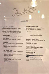 Thunderbolt Cocktail List