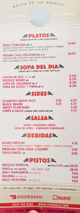 Pocha Menu: Platos, Sopa del Dia, Sides, Salsa, Bebidas, Pistos