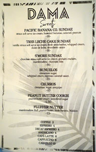 Dama Dessert Menu