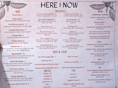 Here and Now Menu