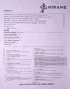 Mírame Dessert Menu & After Dinner Drinks List