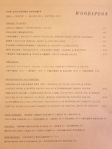 Woodspoon Menu