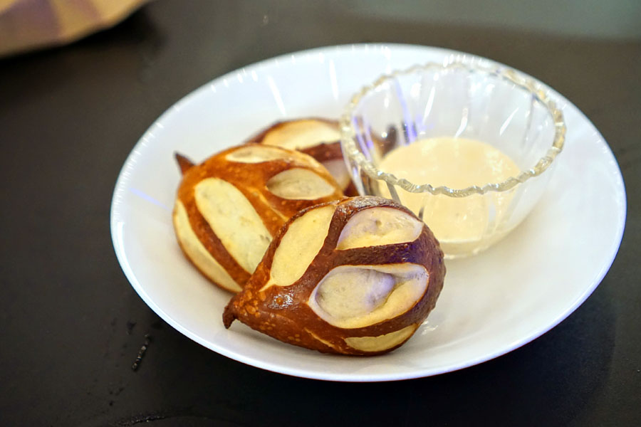 pretzel rolls, gruyére emulsion