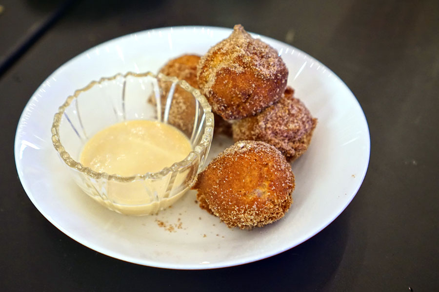 apple cider donuts with caramel pot de créme