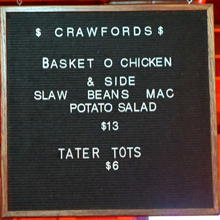 Crawfords Menu