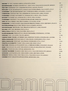 Damian Wine List