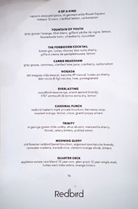 Redbird Cocktail List