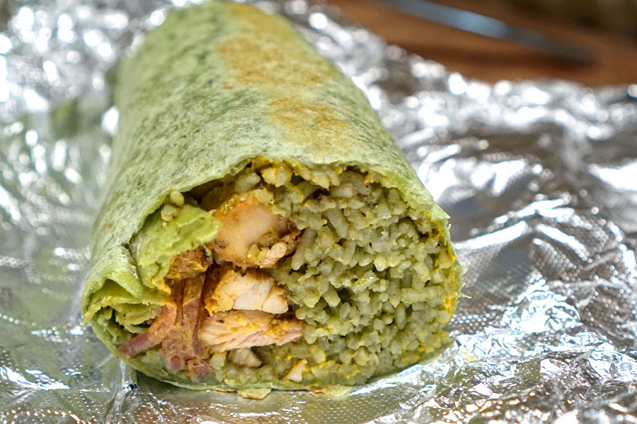 Arroz con Pollo Burrito (Cut Open)