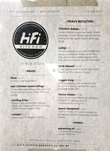 HiFi Kitchen Menu
