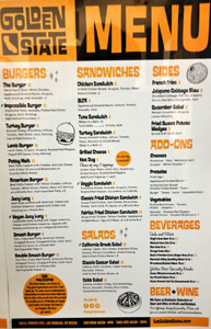 The Golden State Menu