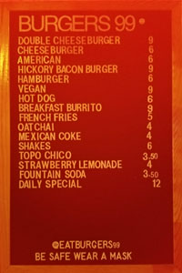 Burgers 99 Menu