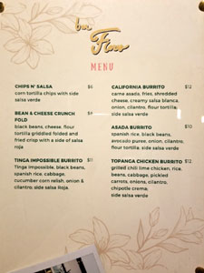 Bar Flores Menu