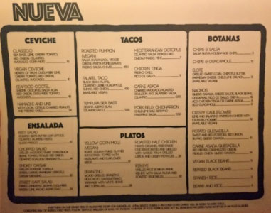 Nueva Menu