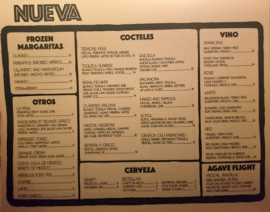 Nueva Beverage List