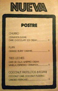 Nueva Dessert Menu