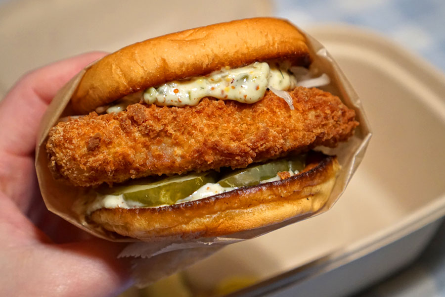 Filet-uh-Fish Sandwich (In Hand)