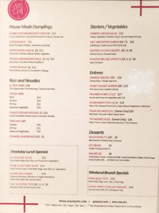 Ms Chi Cafe Menu