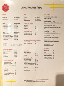 Ms Chi Cafe Beverage List
