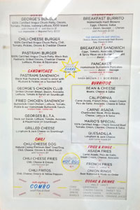 George's Burger Stand Menu