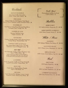 Bar Bohémien Menu