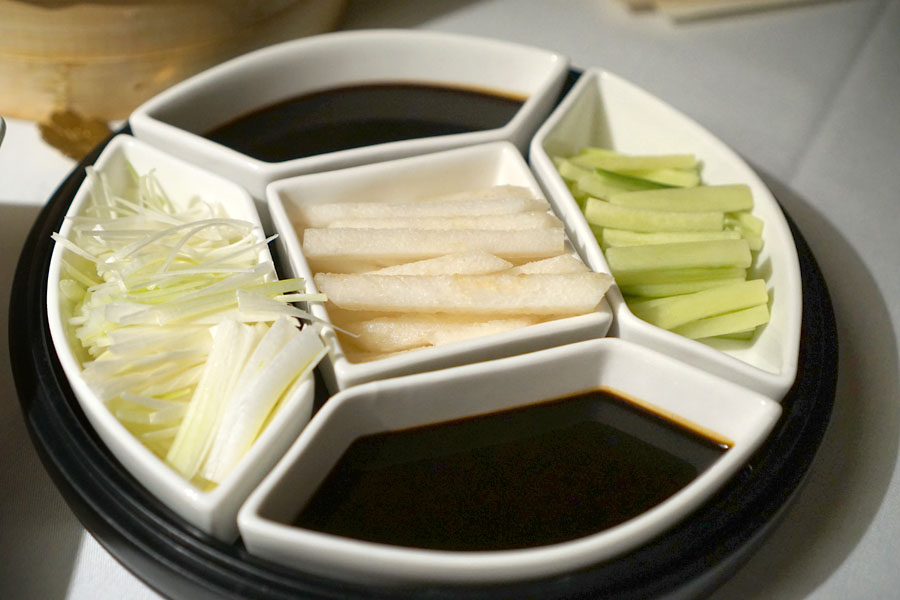 Chang'an Roasted Duck: Spring Onion, Pear, Cucumber, Sweet Bean Sauce