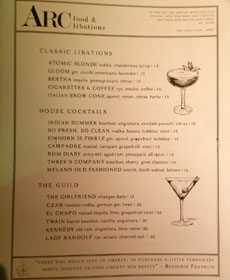 The Guild Club Cocktail List