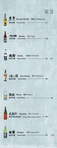 Izakaya Tonchinkan Sake List: Junmai Ginjo