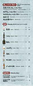 Izakaya Tonchinkan Chu-Hi, Sour, Shochu, and Shochu Wari List