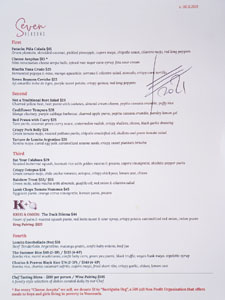 Seven Reasons Menu