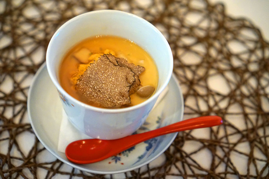 Chawanmushi - Steamed Egg Custard with Sea Urchin and Truffles