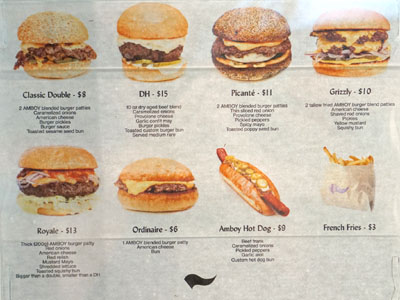 Amboy Quality Meats & Delicious Burgers Menu