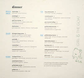 Girl & the Goat Menu