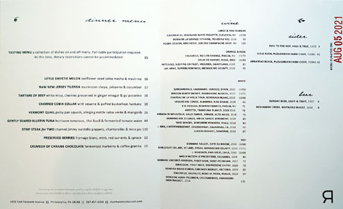 River Twice Menu