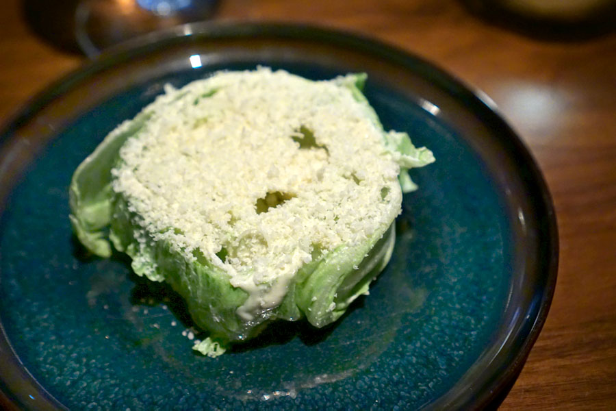 Baby Iceberg lettuce with 'Japanese' Caesar dressing (contains cheese)