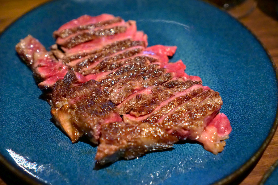 Ribeye cooked over the wood fire