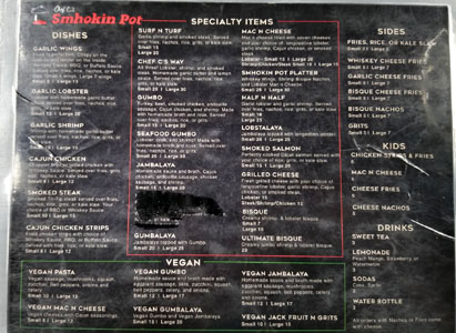 Chef C's Smhokin Pot Menu