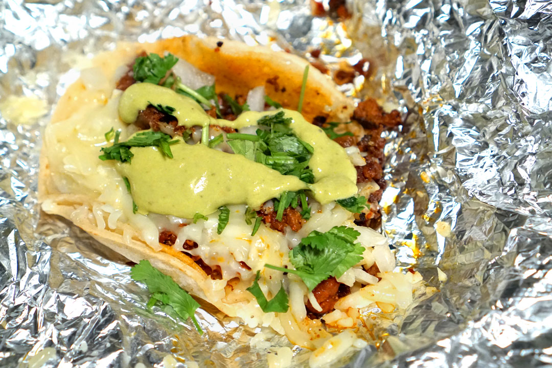 Taco de Chorizo + Con Queso (Dressed)